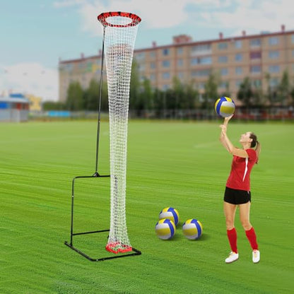 Volleyball Setter Training Equipment, Volleyball Setter Trainer Net Adjustable Angle & Height with Rolling Wheels for Professional Beginner Serving, Passing, Spiking