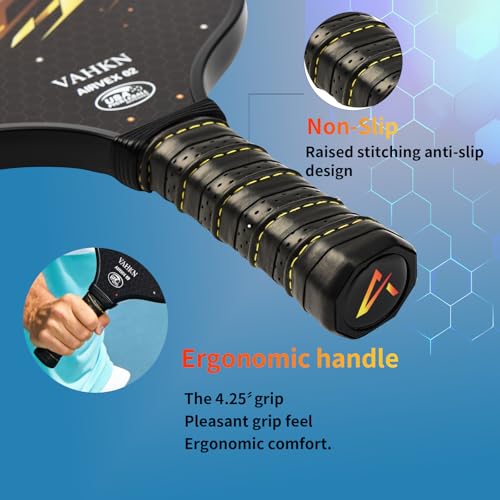 Pickleball Paddles,Pickleball Paddles Set of 2-Carbon Fiber Pickle Ball Paddle 2 Pack for Men and Women-Lightweight,Control & Power Racket Set Equipment with Bag & Balls - color: Gold & Silver
