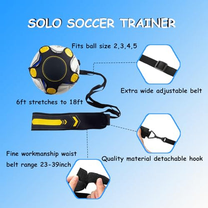 Soccer Agility Training Equipment Set, Soccer Accessories 12 Rung 20Ft Agility Ladder, 12 Disc Cones, Solo Soccer Trainer, Jump Rope - Speed Training Equipment Gifts for boy