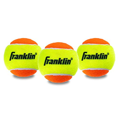 Franklin Sports Starter Tennis Balls - Pressureless, Low Bounce for Beginners - Great for Training + Practice - 3 Pack - All Court Surface
