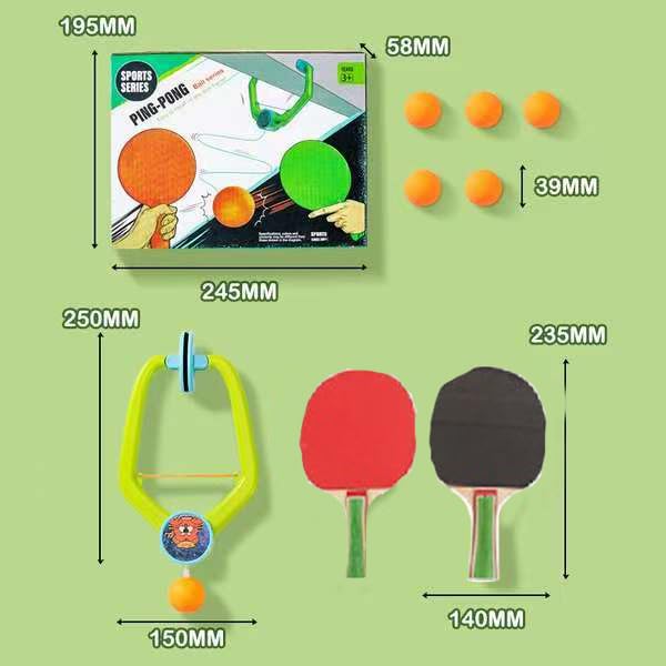Door Pong Game Set,Hanging Table Tennis Trainer Portable Set with 2 Pcs Racket & 6 Pcs Balls, Adjustable Portable Table Tennis Exerciser for Indoor Fun (Wooden Racket)