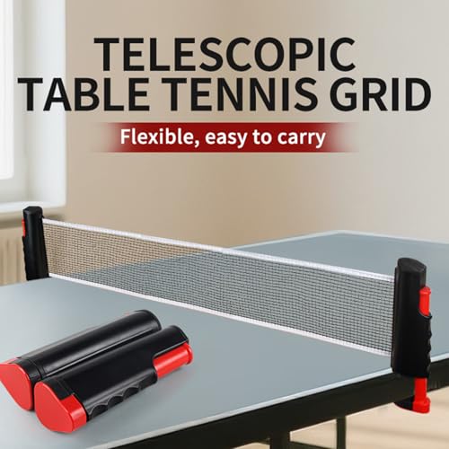 Table Tennis Net Retractable, Adjustable Tennis Net and Post for Home Indoor Practice, Training, Game Play on Any Table, ABS and Nylon Mesh Sports Equipment