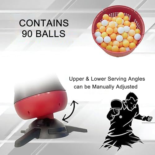 Table Tennis Robot (Remote), with Removable Ball Storage, 90 Ball Reserves, Adjustable Speed+ Frequency(5 Gear), Serve Straight/Spin, for Practice/Training