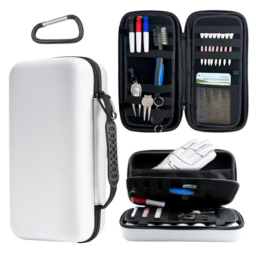 Golf Glove Holder Case, Hard Shell Protective Golf Accessories Organizer for Men and Women, Waterproof Durable, Portable with Handle, Large Capacity for Gloves, Balls, Tees, Markers, Ideal Golf Gift