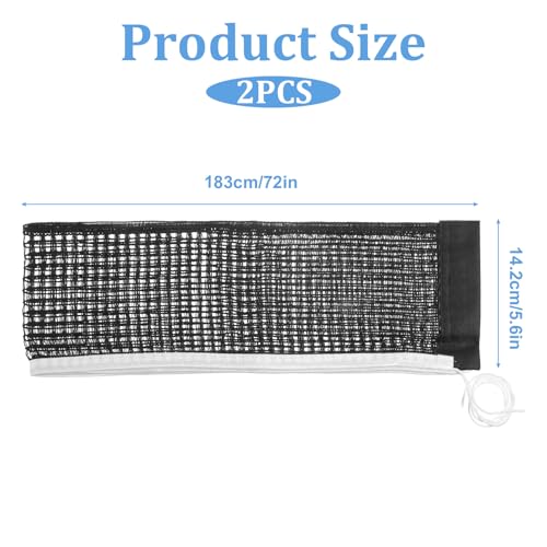 2Pcs Table Tennis Net Nylon Pingpong Net for Indoor Outdoor School Gym Black Tables Nets Replacement String Tension Table Tennis Nets Easy to Use and Portable (70.87" x 5.91")