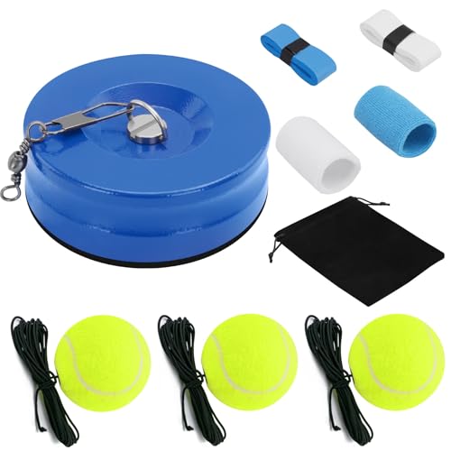 Tennis Trainer Set with 3 Rebound Balls, Tennis Training Equipment with Iron Base, Portable Tennis Training Tool, Tennis Rebounder Kit for Beginners Sport Exercise and Individual Training