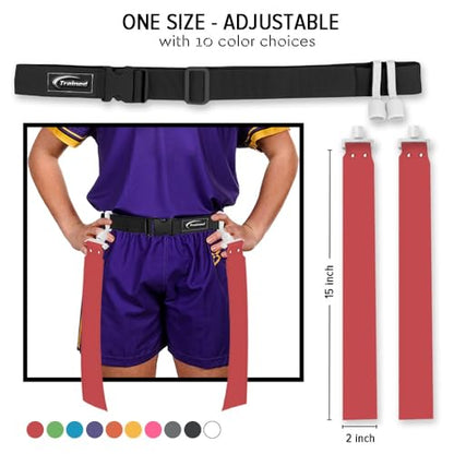 Trained Flag Football Set – Adjustable Flag Football Belt with 2 Flags & Audible Pop – Durable Flag Football Gear for Youth, Kids & Adults