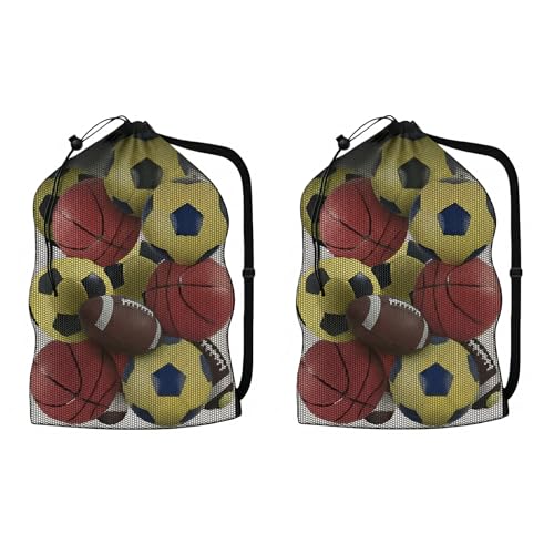 Extra Large Soccer Ball Bag，40x30 Inch Extra Large Mesh Equipment Sack for Coaches, Storage Bag for Basketball, Volleyball, Gym Equipment, Swimming Gear - color: Black+Black (No Pocket)