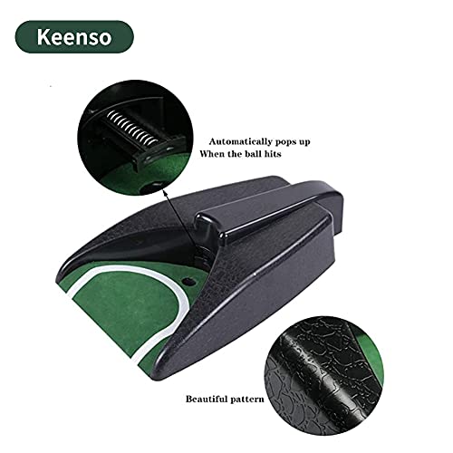 Keenso Golf Putting Mat, Auto Returning Golf Cup, Simulated Green Golf Mat, Indoor Training Practice Aid for Home, Gym, Office