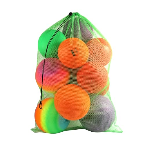 GSE Games & Sports Expert 24x36/30x40 X-Large Mesh Sports Equipment Drawstring Bag for Soccers, Basketballs, Footballs