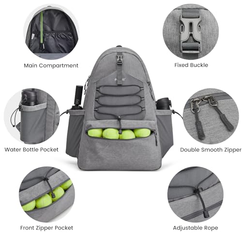 G4Free Tennis Bag, Tennis Backpack for Women Men, Large Pickleball Bag, Holds 4 Rackets with Shoe Compartment - color: Grey