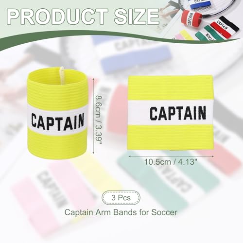 Captain Armband Soccer Captain Arm Bands Elastic Adjustable Leader Armbands Team Sport Rugby Player Band - color: Yellow/White, size: 4.1x3.4 Inch