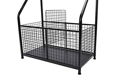 BIRDROCK HOME Sports Equipment Ball Organizer 43"H for Garage -Storage Rack - Baseball, Tennis, Football, Gym Gear - Wide Bin Basket - 4 Hooks - Kids Toy Holder - Hockey Stick Cage | Indoor - Outdoor