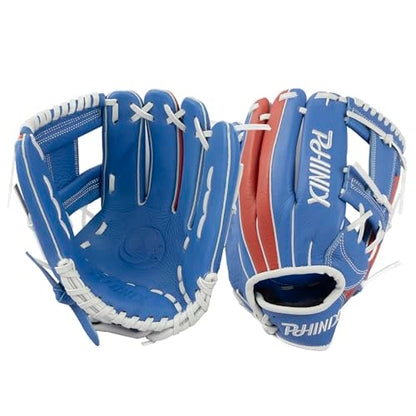 PHINIX Full Grain Leather Baseball Glove Sizes 11Inch -12 Inch - color: Blue&Red-1, size: 11.5“