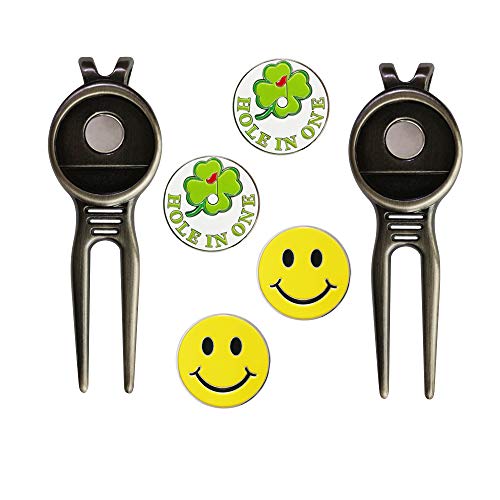 Golf Divot Repair Tool with Ball Marker, A Unique and Multi-Functional Golf Accessory, Nickel - color: Black 3