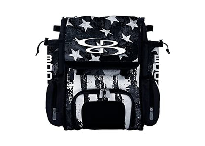 Boombah Mini Superpack Youth Bat Pack: USA Stars & Stripes Black Ops Black & White, Baseball & Softball Bag with 2 Bat Sleeves and Shoe Compartment