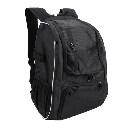 Baseball Backpack with Bat Holders & Hook - Large Capacity 35L Sports Bag for Gear, Gloves, Helmet, Cleats, Shoes - Black