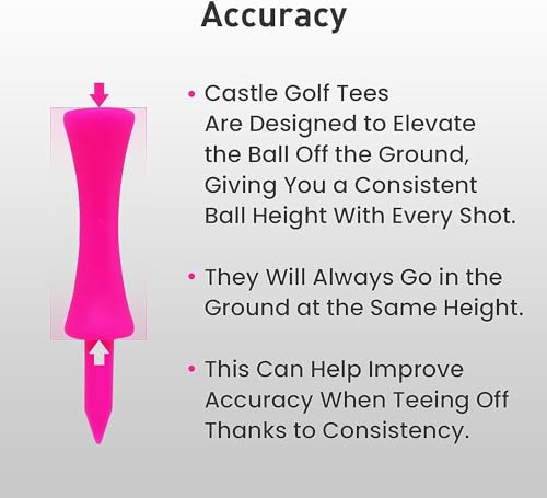 VEASAERS Golf Castle Tees Plastic Step Down Unbreakable Mixed Value 60 Count, 2 3/4, 2 1/4, 1 1/2 Inch Tee Length Pack Available for Practice