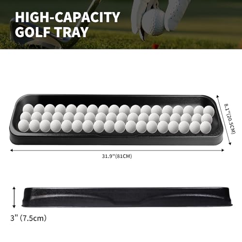Commercial-Grade Golf Ball Tray for Practice Mat, 100-Ball Golf Ball Holder with 5 Drainage Holes, High-Strength Plastic Base, All-Weather Golf Accessories for All Hitting Mats