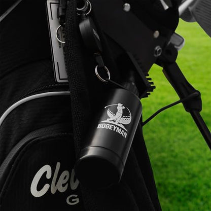 Bogeyman Golf Club Brush & Microfiber Towel Set - Retractable Clip - D-Ring Carabiner - Water Squeeze Bottle - Easy Cleaning