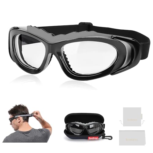 SooGree Sport Glasses for Men Women Basketball Football Sport Goggles Anti Fog Shock Collision Wearable Glasses - color: Black Frame Black Nose Pad