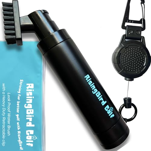 2025 Steel Wire Retractable Clip, Golf Brush, Golf Accessories, Golf Club Cleaner, Golf Water Brush, 5oz, Perfect Golf Gift for Men & Women, Golf Club Spray Brush, Golf Item, USA company (Black)