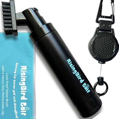 2025 Steel Wire Retractable Clip, Golf Brush, Golf Accessories, Golf Club Cleaner, Golf Water Brush, 5oz, Perfect Golf Gift for Men & Women, Golf Club Spray Brush, Golf Item, USA company (Black)