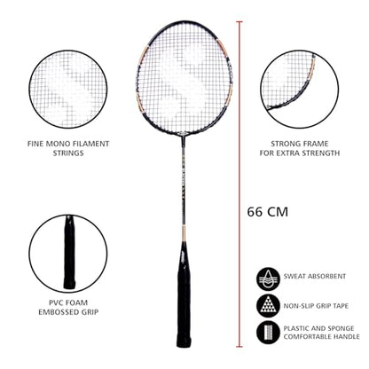 Silver's Aluminium BLACKEN Badminton Racket with Full Cover