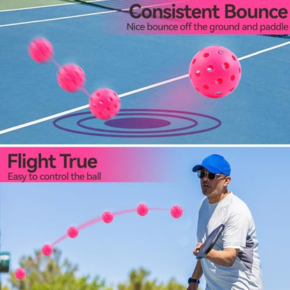 Pickleball Balls Outdoor 40 Holes - Durable High Bounce USAPA Approved - True Flight Tournament Pickleballs - 4/6/12 Pack - Accessories for Training & Competitive Play