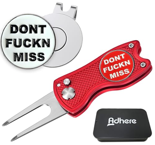Adhere Golf Ball Markers & Divot Tools Personlized Enamel Ball Markers with a Magentic hat Clip,Unique Premium Golf Accessories Gift for Golfer. - color: G-DONT FUCKN MISS+Red divot tools