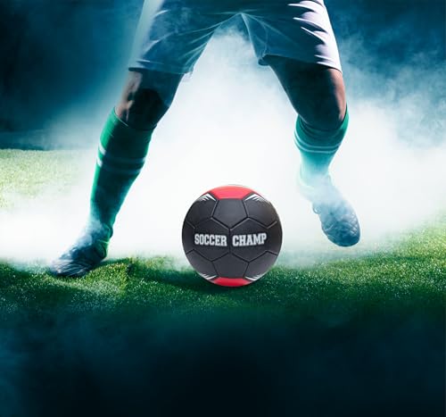 jaspo Soccer Champ Football, TPU Material, Machine Stitched, Size 5, Under 12 Years Age Group, 6 to 8 Lbs Inflation Football,Pump, France Black