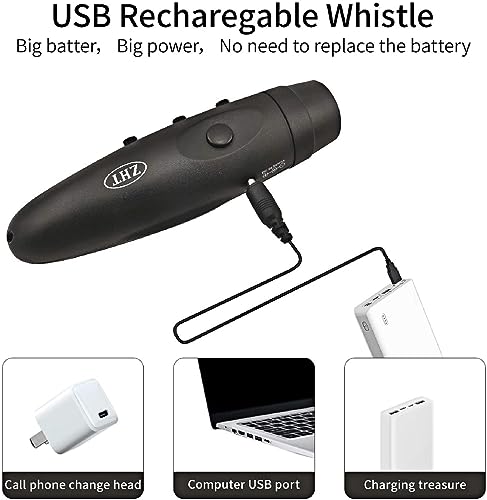 ZHT Electronic Whistles for Referees with USB Charging, 3 Tone High Volume Emergency Whistle for Referee Coaches Teacher, Outdoor Camping Hiking Boating Safety Whistles with Lanyard - color: Two Black