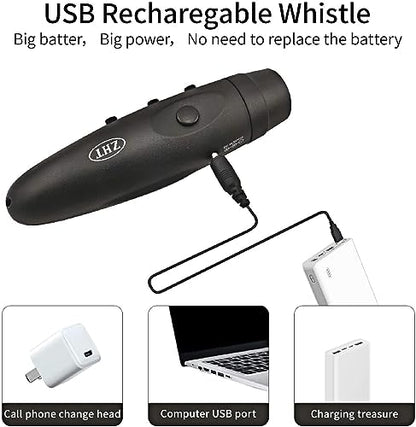 ZHT Electronic Whistles for Referees with USB Charging, 3 Tone High Volume Emergency Whistle for Referee Coaches Teacher, Outdoor Camping Hiking Boating Safety Whistles with Lanyard - color: Two Black