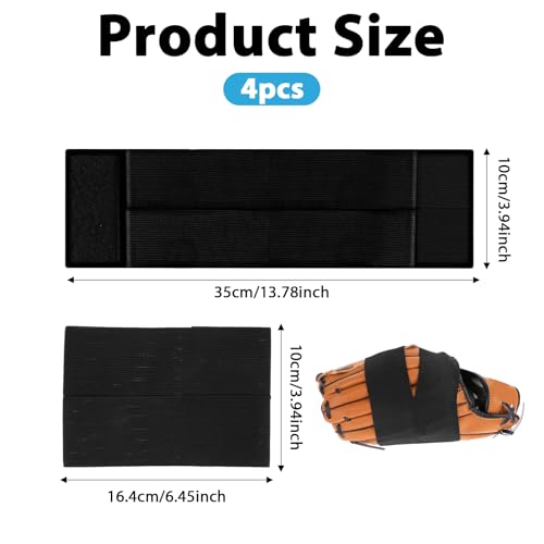 Glove Wrap Band, 4 PCS Baseball Glove Strap, Softball and Baseball Glove Strap Elastic Glove Wrap Softball Baseball Glove Accessories for Quickly Keep the Pocket Formed Fit All Gloves