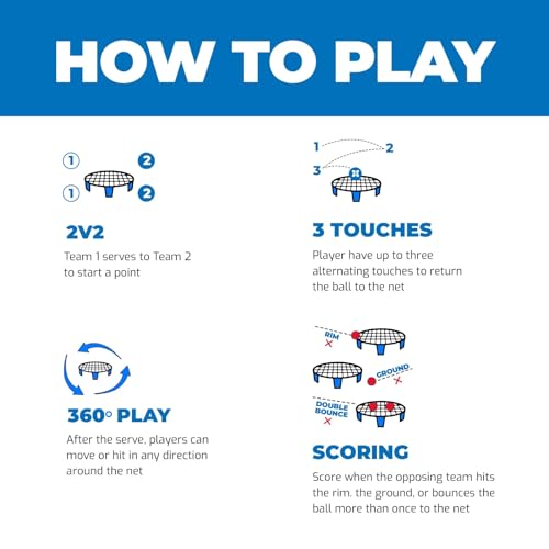 Roundnet Game Set - Top Set in Quality & Durability - Portable Outdoor Game for Beach, Backyard, Camping Game for Kids, Teens & Adults - Net, 2 Balls