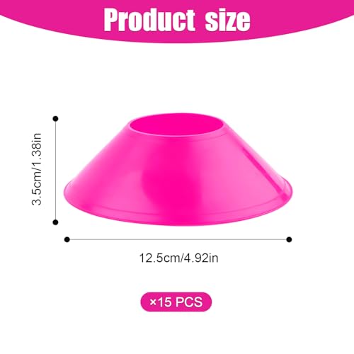 15pcs Soccer Cones for Sports Training, Mini Football Cones Flexible Agility Sports Cones Training Cones for Football Basketball Running Drills Sports Games Field Cone Markers s (Rose Red)