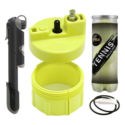 BALL RESCUER: Tennis Ball Pressurizer – Converts Compatible Tennis Ball Container into a 30 psi Ball Pressurizer & Extends Ball Life (Pump & Container not Included in Standard and Standard Plus) - size: With Pump & Ball Container
