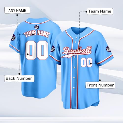 Custom Baseball Jersey Personalized Stitched Family Team Name Number Shirts Uniforms for Women Men Youth Kids - color: Blue-02