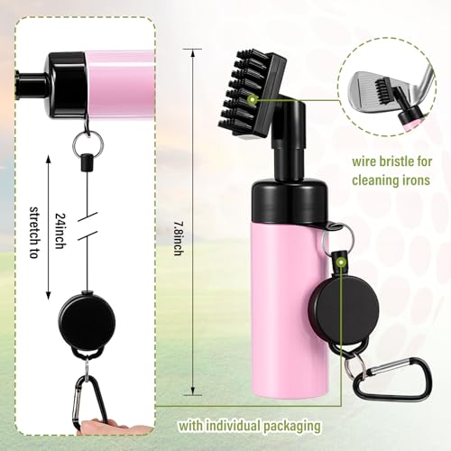 Liliful Pink and White Checkered Golf Towel Pink Cleaner Water Brush Set, Microfiber Waffle Towel Golf Accessories Kit Club Supplies for Birthday Valentine's Day Women Ladies Gifts