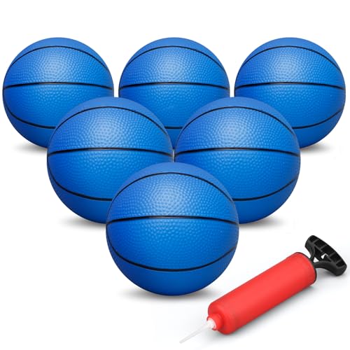 Dilabnba 6 inches Mini Basketball Toy Set for Kids (Deflated/Pump Included) Over The Door Mini Hoop Basketball Replacements for Kids Teenagers for Pool, Indoors, Outdoors (Blue) - color: Blue