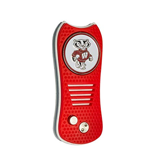 Switchblade Divot Repair Tool with Logo Printed Removable Magnetic Ball Marker-Best Divot Fixer - style: Wisconsin Badgers