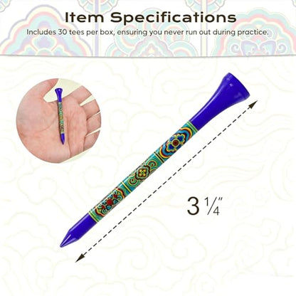 Personalized Bamboo Golf Tees | Custom Pattern | Available in Natural, Golden, Yellow, Black, Blue, Red, Cyan-Green | 30 Count, 3-1/4 Inch - color: Deep Blue