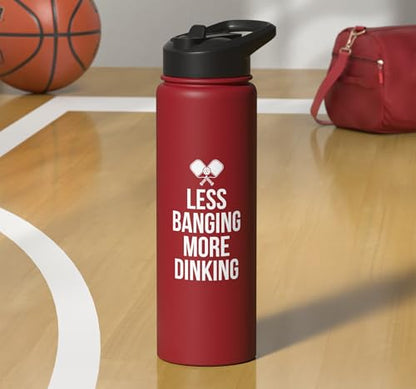 Less Banging More Dinking Pickleball Player Strategy Stainless Steel Insulated Water Bottle - color: Red