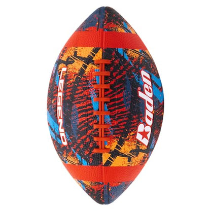 Baden | Legend | Deluxe Sponge Rubber Football | Built for Recreation Play at Recess, Backyard, Street, or Park | Size 6 Junior | Red/Blue/Orange