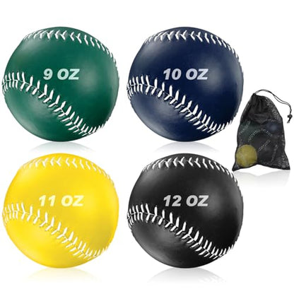 Arrowbash Weighted Softball Training Softballs Set Weighted Balls Bulk for Softball with Drawstring Bag - color: Green, Blue, Yellow, Black
