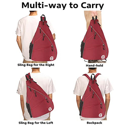 A11N SPORTS Pickleball Bag, Reversible Crossbody Sling Bag/Backpack for Women Men - color: Burgundy