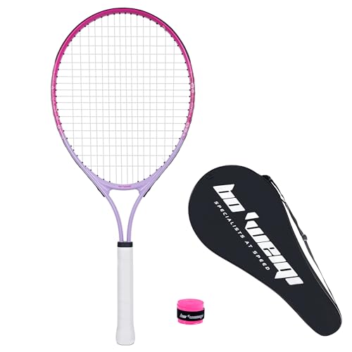 bo'weiqi 17"-25" Kids Tennis Racket for Aged 2-12 Lightweight Youth Tennis Racquet for Girls and Boys Outdoor/Indoor Sports with 1 Non-Slip Grip and 1 Shoulder Strap Bag Easy Carry - color: Pink, size: 25"