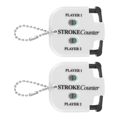 2pcs Golf Stroke Counters, Portable Score Keeper with Hanging Rope Mini Square Design 2 Player Stroke Counter Clicker for Golf Training Competitions & Games (White)