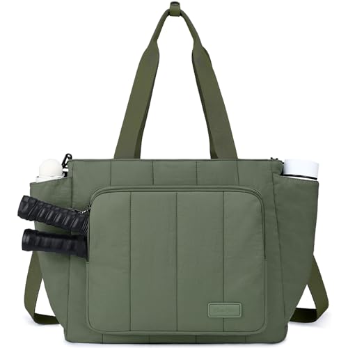 Chase Chic Pickleball Tote Bag for Women,Lightweight Puffer Quilted Pickle Ball Paddle Holder for Gym Sports - color: Green