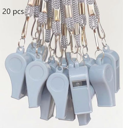 20 Pcs Plastic Loud Whistles with Lanyard for Referee Coaches Basketball Football Sports Training Game Event Lifeguard Survival Emergency Fun School Kids Tool Set Suppliers - color: Grey